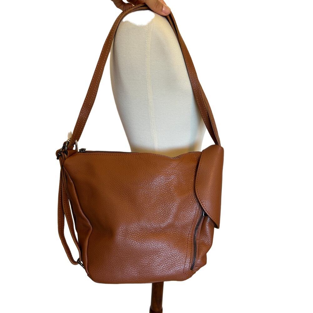 Giulia Massari Cognac Leather Hobo Bag